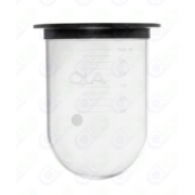 QLA 1000mL Clear Glass Vessel with Plastic Rim, Erweka compatible, Serialised - GLA900-EWP