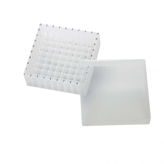 Shimadzu PP storage box for 1.5 ml vials, 81 cavities with alphanumeric coding - 961-10050-08 - Click Image to Close