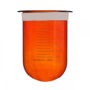 QLA 1000mL Amber Glass Vessel with Centering Ring, Zymark/Multidose compatible, Serialised - GLA9CR-AZM