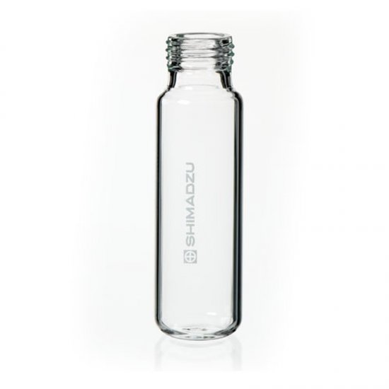 Shimadzu Vials, 20Ml Headspace Vial Only , Screw Cap Style, 75.5 X 22.5mm, Clear Glass, Round Bottom, 100/Pk - 220-97331-10 - Click Image to Close