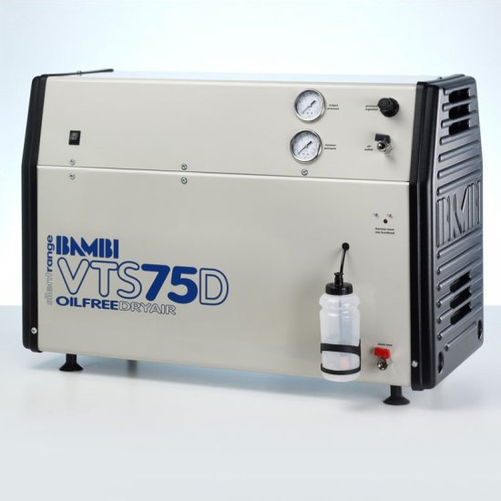 Bambi VTS Range VTS75D Silenced Oil Free Ultra Quiet Air Compressor with Air Dryer, 0.75 Hp Motor, 65 L/min FAD at 5 bar, 23 L Receiver, 65 x 93 x 48 cm - VTS75D - Click Image to Close