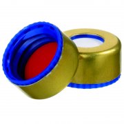 Shimadzu Magnetic Short Thread Cap gold, 6.0 mm centre hole, Septum Silicone/PTFE - 961-10030-13