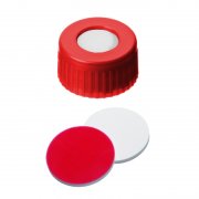 Shimadzu PP Short Thread Cap red, 6.0 mm centre hole, Septum Silicone/PTFE - 961-10030-23