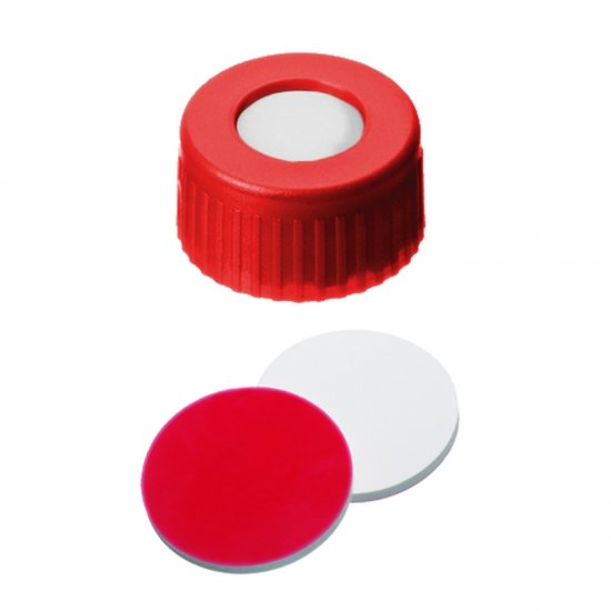 Shimadzu PP Short Thread Cap red, 6.0 mm centre hole, Septum Silicone/PTFE - 961-10030-23 - Click Image to Close