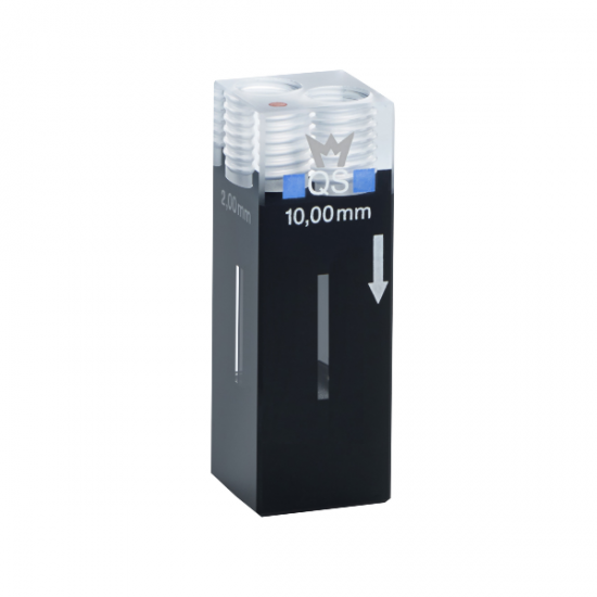 Hellma 176.766-QS Flow-Through Fluorescence Cell, Quartz SUPRASIL Glass, 200-2500 nm, 220 ul, 10 x 2 mm Light Path, 8.5 mm Centre Height, 1/Pk - 176-766-85-40 - Click Image to Close