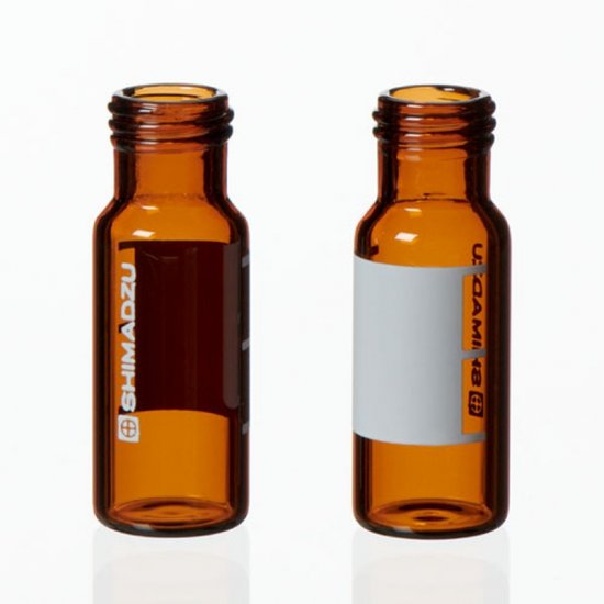 Shimadzu Vials, 1.5Ml Amber Silanized Glass Vial W/ Cap & Septa, Short Thread, 12 X 32mm, 9mm Opening, 100/Pk - 220-97331-68 - Click Image to Close