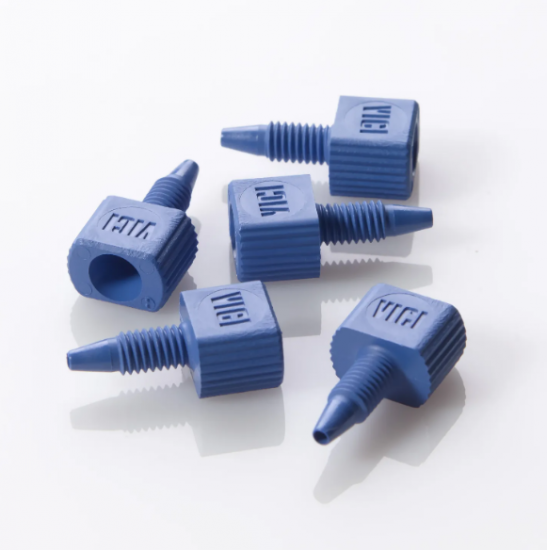 CTS Sciencix Nut One Piece Male for 1/16 inch OD Tubing, 10-32 Port, Blue, PEEK, 5/pk - 11-3276 - Click Image to Close