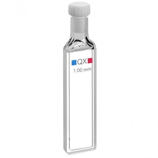 Hellma QX CELLect Absorbance/Transmission Cell with PTFE Stopper for Static Sampling, Quartz SUPRASIL 300 Glass, 200-3500 nm, 350 ul, 1 mm Light Path, 1/Pk - AS7C-01K0-350K-S - Click Image to Close