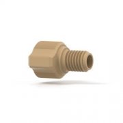 Upchurch Scientific Two-Piece Fingertight Nut/Ferrule Fitting for 1/16 inch OD Tubing, 1/4-28 Coned, Standard Knurl, PEEK, Natural, 100/Pk - F-301C