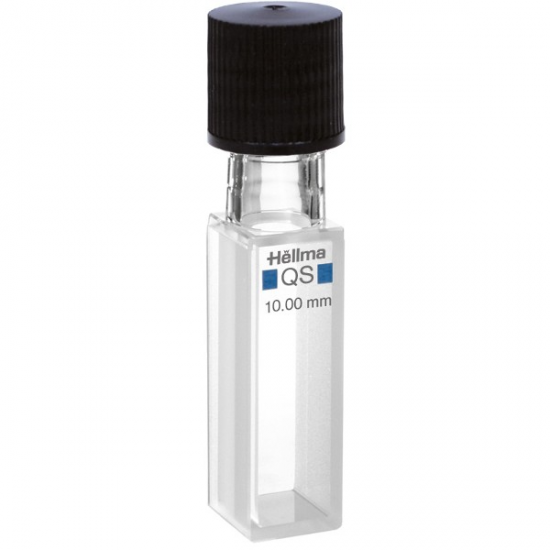 Hellma 117.200-QS Sealable Absorption Cell for anaerobic applications, Closed Screw Cap, Quartz SUPRASIL Glass, 200-2500 nm, 3500 ul, 10 mm Path Length, 2/Pk - 117-200-10-K-40 - Click Image to Close