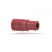 Upchurch Scientific Luer Adapter, Female Luer to Female 1/4-28 Flat-Bottom Threads, 1.3 mm Thru-hole, PEEK, Red, Single - P-658