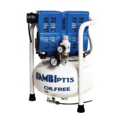 Bambi PT Range PT15 Ultra Low Noise Oil Free Air Compressor, 1.0 Hp Motor, 69 L/min FAD at 5 bar, 15 L Receiver, 53 x 37 x 37 cm - PT15