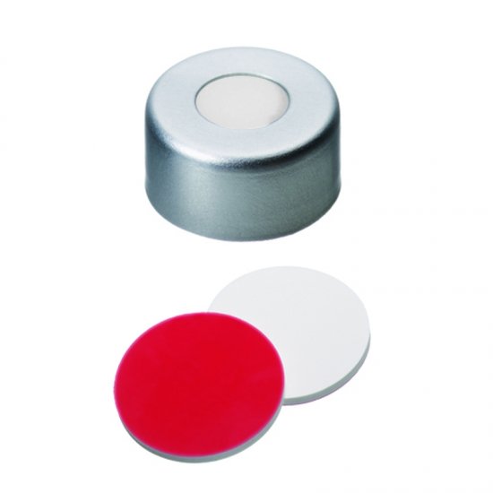 Shimadzu Aluminum Cap clear lacquered, 5.5 mm centre hole, Septum Silicone/PTFE - 961-10030-11 - Click Image to Close