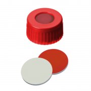 Shimadzu PP Short Thread Cap red, 6 mm centre hole, Septum Rubber/PTFE - 961-10030-05