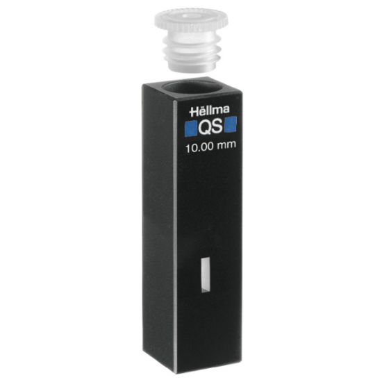 Hellma 105.200-QS Ultra-Micro Absorption Cell, PE stopper, Black Quartz SUPRASIL Glass, 200-2500 nm, 160 ul, 10 mm Path Length, 8.5 mm Centre Height, 1/Pk - 105-200-85-40 - Click Image to Close