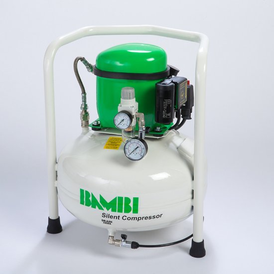 Bambi Budget Range BB24V Silent Oil Lubricated Air Compressor, 0.5 Hp Motor, 34 L/min FAD at 5 bar, 24 L Receiver, 52 x 40 x 40 cm - BB24V - Click Image to Close
