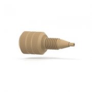 Upchurch Scientific Metric M6 Threaded Adapter, M6 Flat-Bottom Female to 10-32 Coned Male, 0.75 mm Thru-hole, PEEK, Natural, Single - P-650