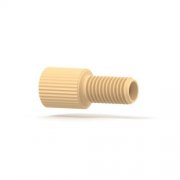 Upchurch Scientific Flangeless Male Nut for 1/8 inch OD Tubing, 1/4-28 Flat-Bottom, Standard Knurl, Delrin, Cream, Single - P-304