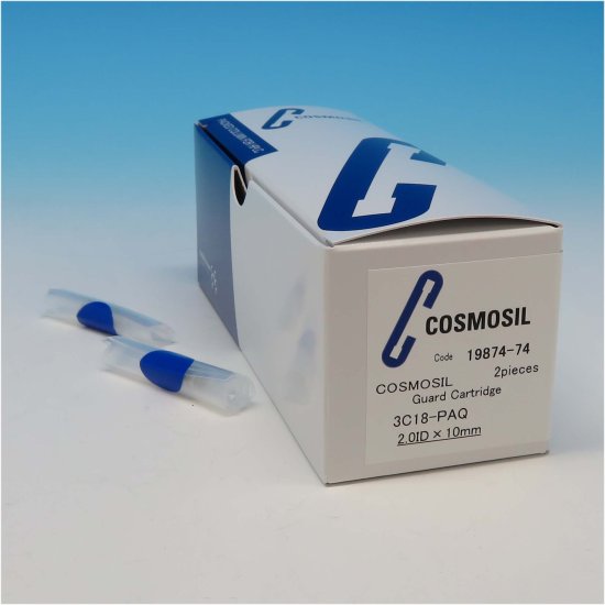 Nacalai Tesque COSMOSIL 3C18-PAQ Microbore Analytical HPLC Guard Cartridge, 3 µm, 120 Å, 2 x 10 mm, 2/Pk - 19874-74 - Click Image to Close