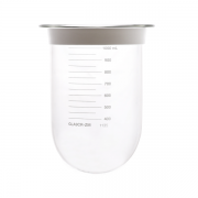 QLA 1000mL Clear Glass Vessel with Centering Ring, Zymark/Multidose compatible, Serialised - GLA9CR-ZM (58730)