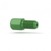 Upchurch Scientific Super Flangeless Nut for 1/16 inch OD Tubing, 10-32 Flat Bottom, 1/4 inch Hex, PEEK, Green, Single - M-652