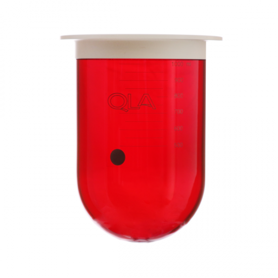 QLA 1000mL Amber Glass Vessel with Plastic Rim, Agilent/Vankel/Distek/Hanson compatible, Serialised - GLA900-AUNP - Click Image to Close