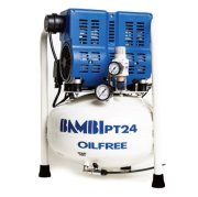 Bambi PT Range PT24 Ultra Low Noise Oil Free Air Compressor, 1.0 Hp Motor, 69 L/min FAD at 5 bar, 24 L Receiver, 57 x 40 x 40 cm - PT24