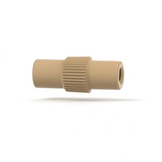 Upchurch Scientific MicroTight True ZDV Union Body Only for Tubing Sleeves, 6-32 Coned, 4,000 psi, PEEK, Natural, Single - P-720-01 - Click Image to Close