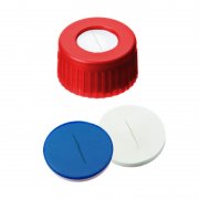 Shimadzu PP Short Thread Cap red, 6.0 mm centre hole, Silicone/PTFE slit septum - 961-10030-14