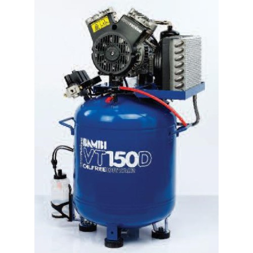 Bambi VT Range VT150D Ultra Low Noise Oil Free Air Compressor with Air Dryer, 1.5 Hp Motor, 119 L/min FAD at 5 bar, 50 L Receiver - VT150D - Click Image to Close