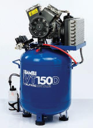 Bambi VT Range Ultra Low Noise Oil Free Air Compressor with Air Dryer, 1.5Hp, 175 l/min, 50 Litre Receiver - VT150D - Click Image to Close