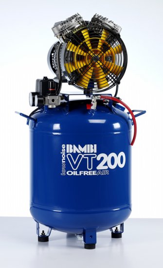 Bambi VT Range Ultra Low Noise Oil Free Air Compressor, 2.0Hp, 220 l/min, 50 Litre Receiver - VT200 - Click Image to Close