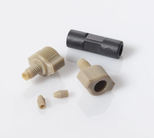 CTS Sciencix Union Connector and Fittings for 1/16 inch OD Tubing, 0.050 inch (1.25 mm) Thru-Hole, PEEK, Black/Natural - 11-1918 - Click Image to Close