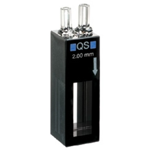 Hellma 170-QS Macro Absorption Flow-Through Cell with in/outlet tubes, Black Quartz SUPRASIL Glass, 200-2500 nm, 240 ul, 2 mm Path Length, 1/Pk - 170-000-2-40 - Click Image to Close