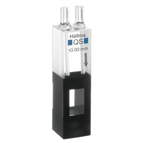 Hellma 175.000-QS Macro Absorption Flow-Through Cell with in/outlet tubes, Quartz SUPRASIL Glass, 200-2500 nm, 750 ul, 10 mm Path Length, 15 mm Centre Height, 1/Pk - 175-15-10-40 - Click Image to Close