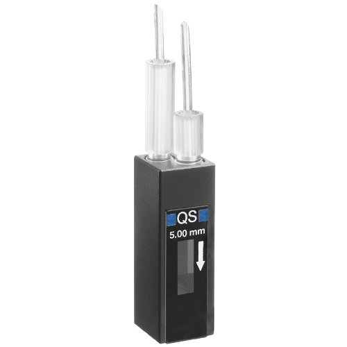 Hellma 176.700-QS Flow-Through Absorption Cell, Compact with 2 M6 x 1 Screw Connectors and FEP Tubes, Quartz SUPRASIL Glass, 200-2500 nm, 195 ul, 5 mm Path Length, 8.5 mm Centre Height, 1/Pk - 1767005-85-40 - Click Image to Close