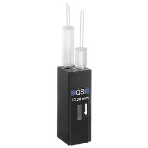 Hellma 176.703-QS Flow-Through Absorption Cell, Compact with 2 M6 x 1 Screw Connectors and FEP Tubes, Quartz SUPRASIL Glass, 200-2500 nm, 160 ul, 10 mm Path Length, 8.5 mm Centre Height, 1/Pk - 176703-10-85-40 - Click Image to Close