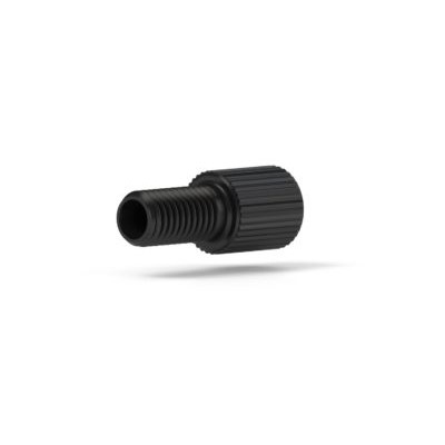 Upchurch Scientific Flangeless Male Nut for 1/8 inch OD Tubing, 1/4-28 Flat-Bottom, Standard Knurl, Delrin, Black, Single - P-301 - Click Image to Close