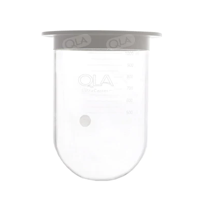 QLA 1000mL Clear Glass UltraCenter Precision Vessel with Plastic Rim, Agilent/Vankel/Distek/Hanson compatible, Serialised - ASTM900-UNP - Click Image to Close