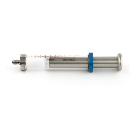 SETonic Syringe for CETONI Pumps, Button Plunger with M3 Thread, 25.0ml, PTFE, 1/4"-28UNF, 1/Pk - 3010311, 2606098 - Click Image to Close